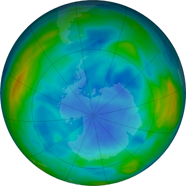 Antarctic ozone map for 21 June 2023